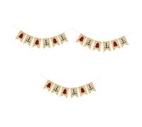 Garneck 3 Pièces Guirlande de Fanions de Noël Plaid Décoration Festive pour Arbre de Noël Parfait pour Photos Famille