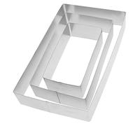 Garneck 3 Pièces Moule à Gâteau Rectangulaire Inox Moule Entremets Mousse pour Pâtisserie Découpe Pâte et Biscuits Surface Lisse Réutilisable Outil Cuisson Polyvalent
