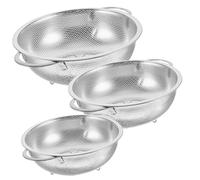 Garneck 3 pièces Passoires Acier Inoxydable avec Double Poignée Paniers à Fruits et Légumes Robustes Tamis à Mailles Fines pour Cuisine et Lavage Égouttoirs Polyvalents pour Usage