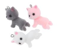 Garneck 3 Pièces Pendentifs Résine Chat Flocage Lot de Chats Couchés pour Bijoux Diy Breloques Animaux Miniatures pour Clés et Accessoires Voiture Création