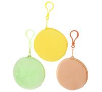 Garneck 3 pièces Porte-Monnaie Peluche Mini Rond avec Boucle pour Clés Écouteurs et Petite Monnaie Sacoche Mignonne pour Filles et Garçon Fille Assortiment Couleurs Pastel