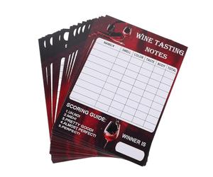 Garneck 30 Cartes d'Appréciation de Dégustation de Vin Rouge en Papier, Design Élégant et Polyvalent, pour Événements et Soirées, Analyse Complète des Saveurs