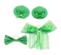 Garneck 4 Ensembles Bouchon De Bouteille Irlandais Vin Charcuterie Boisson Rave Verres À Liqueur Bouteilles De Fête Ornements Verts Chapeau DIY Couverture De Bouteille 4 pièces * 4