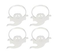 Garneck 4 Pièces Anneaux de Serviette pour Halloween, Décoration de Table Créative et Élégante en Alliage Argenté Forme pour Fête et Dîner