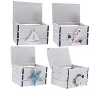 Garneck 4 Pièces Boîte à Bijoux Thème Rangement Bijoux Délicat pour Colliers et Bagues Coffret Décoratif Style Plage et Bord de Mer