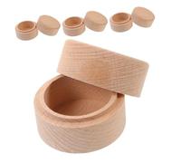 Garneck 4 Pièces Boîte Ronde Bois de Hêtre pour Bijoux et Souvenirs Petite Boîte de Rangement Multifonctionnelle avec Couvercle Protecteur pour Dents de Bagues et Trésors Précieux Lot