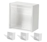 Garneck 4 pièces Boîtes de Rangement Murales pour Cosmétiques Organisateur Suspendu Poussière Compact et Pratique pour Salle de Bain Stockage Polyvalent Blanc