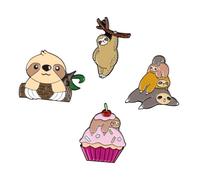 Garneck 4 pièces Broche Paresseux Adorable Alliage Pins Corsage Stylés pour Vêtement Décontracté Cadeau Créatif et Résistant