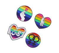 Garneck 4 pièces Broches Lgbt Colorées Forme de Cœur Badges Arc Ciel pour Décoration de Vêtements Accessoires de Mode Bisexuels