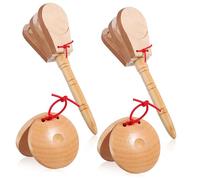 Garneck 4 pièces Castagnettes Bois Instrument Percussion Espagnol pour Adultes Musical à Main et Doigts avec Pur et Finition Artisanale