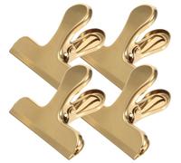 Garneck 4 pièces Clips de Fermeture Alimentaire Acier Inoxydable Doré Pinces Étanches Pratiques pour Sachets Fraîcheur Scellage Rapide et Antipoussière Accessoires de Conservation Snacks