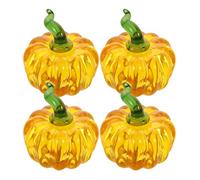 Garneck 4 Pièces Halloween Petite Citrouille Cristal Jaune, Décoration | White Crystal, Forme Pumpkin, Design Compact, Élégance Artistique, pour Récolte D’automne et Thanksgiving