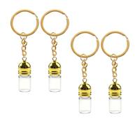 Garneck 4 Pièces Porte-clés Flacon Vide, Petit Porte-clés Bouteille en Verre 23x11mm, Or, Rechargeable, Étanche, pour Paquet à Main et Voyages
