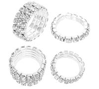 Garneck 4 pièces Set de Bagues Femme Multi- Alliage avec Scintillants Anneaux Mode Légers et Extensibles Parure Bijoux pour Anniversaire Fête et Cadeau