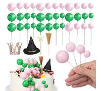 Garneck 44 Décorations de Gâteau pour Une Fête d'halloween Ou d'anniversaire sur Le Thème de La Sorcière : Chapeaux de Sorcière, Couronnes, Baguettes Magiques, Balais Et Mini-Boules.