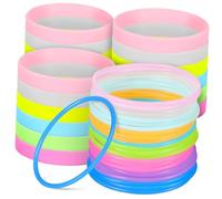 Garneck 48 pièces Bracelets Silicone Lumineux Mix Couleurs Effet Nuit Unique et Accessoire Sécurité et Mode pour Adultes Lot