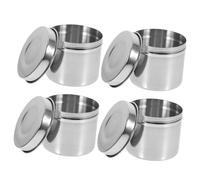 Garneck 4pièces Boîte Hermétique Inox Pour Échantillons Alimentaires Lot De Boîtes De Conservation Cylindriques Pour Cantine Scolaire Protection Anti-fuites Stockage Des Échantillons