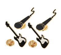 Garneck 4pièces Broches De Guitare Et Microphone Alliage Créatif Décoratives Pour Femmes Accessoires Mode Pour Vêtements Et Paquet Pour Fêtes Et Présents