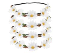 Garneck 4pièces Couronne De Marguerites Pour Demoiselles -tête Floral Blanc Avec Guirlande Pour Fêtes Et