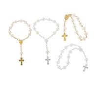 Garneck 4pièces Lot de Chapelets Souvenirs pour Baptême Première Communion Mariage avec Grains de Prière et Décoration de Sacrement