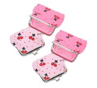 Garneck 4pièces Porte-Monnaie à Fermoir et Trousse de Maquillage Pack de Pochettes à Motif Cerises pour Ranger Billets et Produits de Beauté