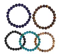 Garneck 5 pièces Bracelets Homme Pierres Naturelles Bracelets Perles Agate et Pierres Précieuses Bijoux Masculins Durables et Élégants pour Fête des Pères