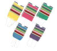 Garneck 5 pièces Ponchos Bouteilles Bière Mexicains Rayés Colorés Décoration Fête Cinco de Mayo Accessoire Festif