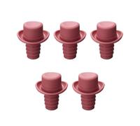 Garneck 5pièces Bouchon de Bouteille de Vin Silicone Forme Chapeau Étanche et Réutilisable Bouchon Hermétique pour Vin Bière et Sauces Accessoire Bar et Fête Couleur Rouge Bean