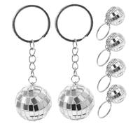Garneck 6 pièces Lot de Porte-clés Boules Disco Miroir Argentées Décoration Festive Suspendue pour Fêtes Années Accessoires Anniversaires et Mardi Gras