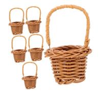 Garneck 6 pièces Mini Paniers Tissés Bambou Couleur Thé Paniers Décoratifs pour Fleurs Rangement Compact et Portable Style Campagne Moderne Résistants pour Maison et Bureau