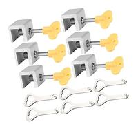 Garneck 6Ensemble Sliding Window Security Lock Set Metal Window Stoppers with Key Control for Enhanced Home Safety