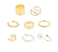 Garneck 8 pièces Set de Oreillettes et Faux Anneaux de Nez Clips Non Percés pour Femmes Styles Variés Bijoux Légers et Durables pour Fêtes et Usage Quotidien
