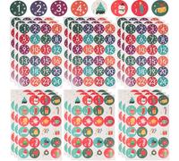 Garneck Autocollants d'Étanchéité Ronds pour Emballage de Noël 20 Feuilles 480 Pièces Chiffres Colorés et Motifs Étoiles Étiquettes Décoratives pour Cartes Enveloppes et Présents