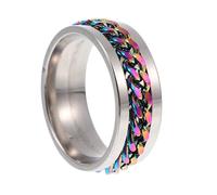 Garneck Bague en Acier Inoxydable pour Homme Bijou à Chaîne Rotative Taille 9 Colorée Accessoire de Doigt pour Fête et Tenue Quotidienne