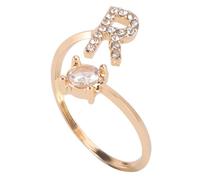 Garneck Bague Femme Ouverte Doré Réglable Lettre Alphabet pour Fête et