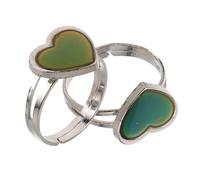 Garneck Bague Pour Femme Changeante De Couleur Et D'humeur De Cœur Réglable, Bijoux à Changement De Température, Lot De 2, Style Bohème, Bague Ouverte Adaptable, Accessoire Quotidien