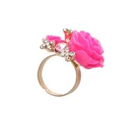 Garneck Bague Réglable en Résine Forme Rose Rose, Anneau Ethnique Féminin, Bague D'articulation Légère pour Décoration Manucure et Accessoires Nail Art, Style Bohème
