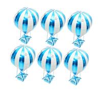 Garneck Ballons Aluminium Montgolfière 4D Bleus Décoration Suspendue pour Fête d'Anniversaire Garçon et Filles Lot de 6 Pièces Accessoire Décoratif Mural pour Événements Festifs