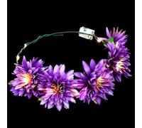 Garneck Bandeau Lumineux LED à Fleurs pour Fête Hawaïenne, Serrage-tête à Guirlande Décorative Bicolore Violet et Blanc Chaud, Accessoire Cheveux Femme pour Carnaval et Festivals
