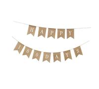 Garneck Bannière Suspendue Lin pour Fête Garçon Fille Jours Décoration Vintage Réutilisable Fanions Élégants pour Anniversaire et Photo Souvenir