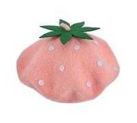 Garneck Béret Garçon Fille Laine Douce Motif Fraise Chaud et Confortable pour Automne Hiver Garçon Fille Style Artiste Vintage