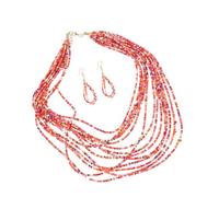 Garneck Bohemian Style Parure Collier Multi-couches Perles de Riz Colorées et Boucles Oreilles Créatives Femme Kit Bijoux Mode Léger Confortable pour Soirées et Cadeau