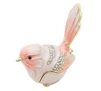 Garneck Boîte à Bijoux Oiseau en Émail Rose Compacte, Rangement Organisé pour Bagues et Boucles D'oreilles, Statuette Décorative Vintage, Présent Femme pour Maison et Bureau