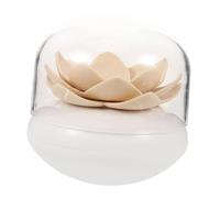 Garneck Boîte à Coton-tiges Forme de Lotus avec Couvercle Anti-poussière Distributeur Décoratif Multifonction pour Organisation de Bureau et Maison Rangement Compact pour Cotons-tiges et