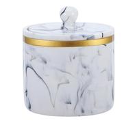 Garneck Boîte à Cotons-tiges 200 ML en Résine Marbre Noir avec Couvercle, Organisateur de Maquillage Compact, Étui de Rangement pour Cotons, Cure-Dents et Disques Démaquillants,