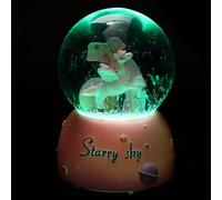 Garneck Boîte à Musique Boule de Cristal Licorne Lumineuse Musique Ornement Décoratif de Bureau Lampe Boule Cristal pour Chambre Présent Original sans Pile