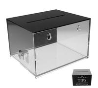 Garneck Boîte à Pourboires Acrylique avec Serrure Conteneur de Collecte Sécurisé Capacité pour Restaurants Bars et Collecte de Dons