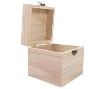 Garneck Boîte de Rangement Carrée en Bois Massif avec Verrouillage Sécurisé, Petite Boîte Décorative Jaune Clair pour Bijoux, Souvenirs et Loisirs Créatifs, Coffret Multifonction