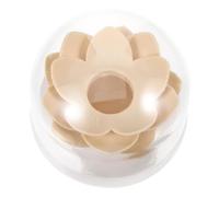 Garneck Boîte de Rangement Coton Tige Portable Forme de Lotus avec Couvercle Poussière Organisateur Compact pour Tiges et Cure Dents Design Élégant Beige