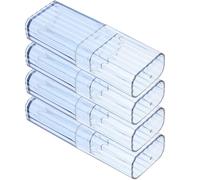 Garneck Boîte de Rangement pour Cotons-tiges Transparente en Ps Réutilisable, Lot de 4 Petites Boîtes Pratiques pour Bureau, Organisateur de Cotons et Cure-dents